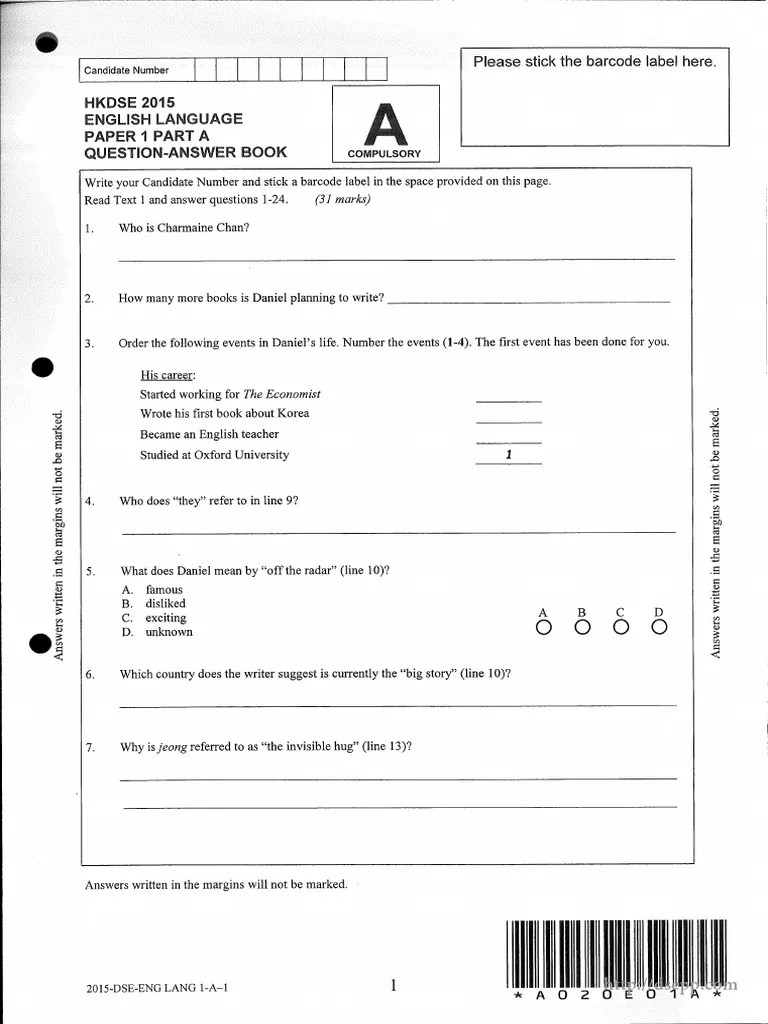 2015 Dse Eng Lang 1 A | PDF