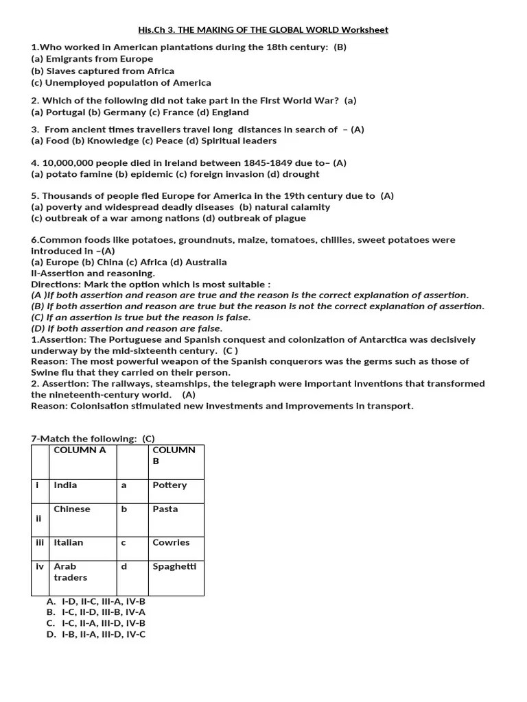 Gr X His L 3 The Making Of The Global World Worksheet | PDF