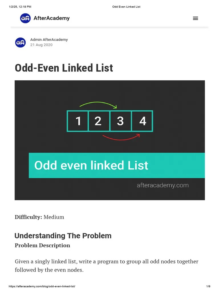 Odd Even Linked List | PDF | Computer Science | Software Engineering