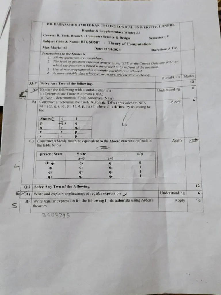TOC Winter 2023 (Computer Science & Design) | PDF