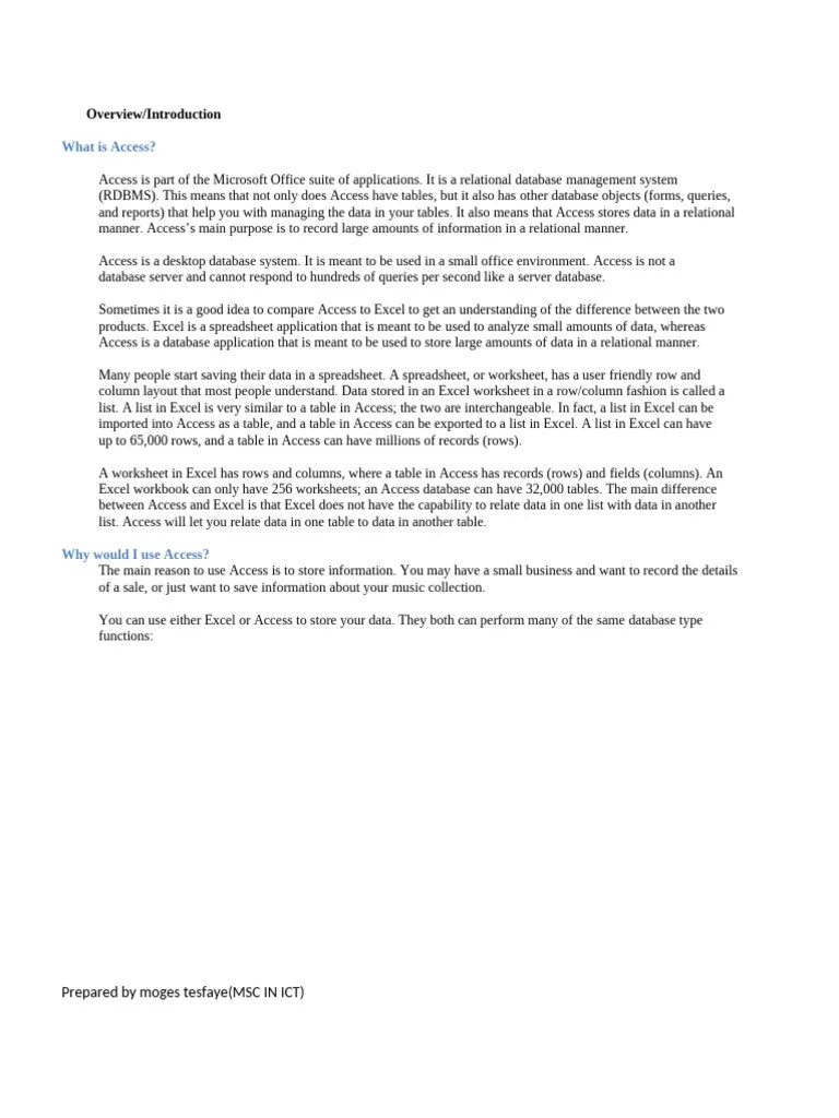 Acess Tutorial Best | PDF | Microsoft Excel | Relational Database
