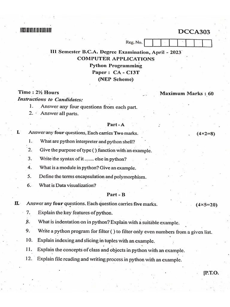 Python Programming-3rd Sem BCA NEP 2023 | PDF