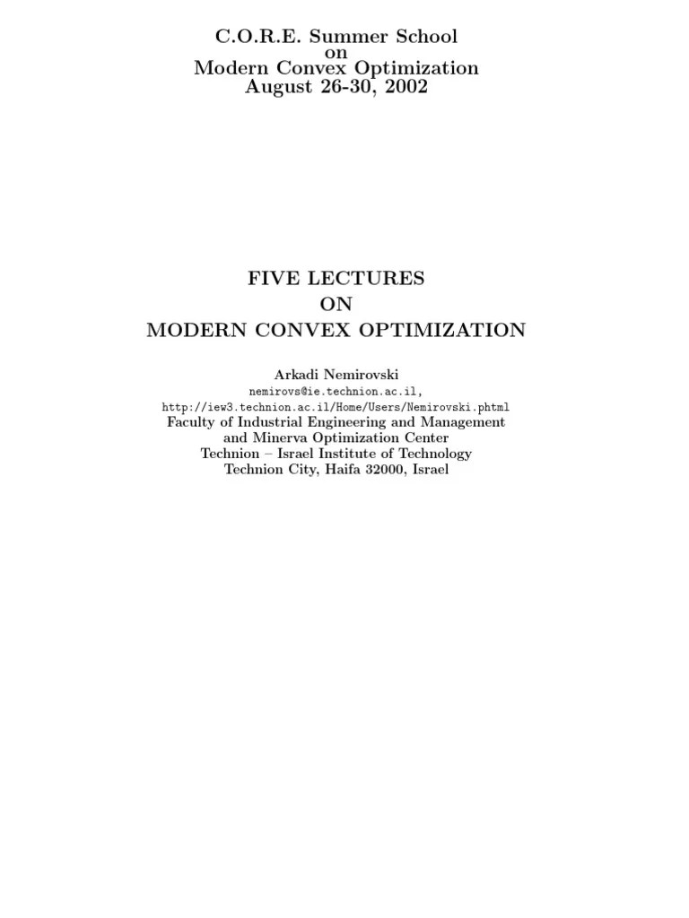 1. From Linear To Conic Programming | PDF | Mathematical Optimization | Linear Programming