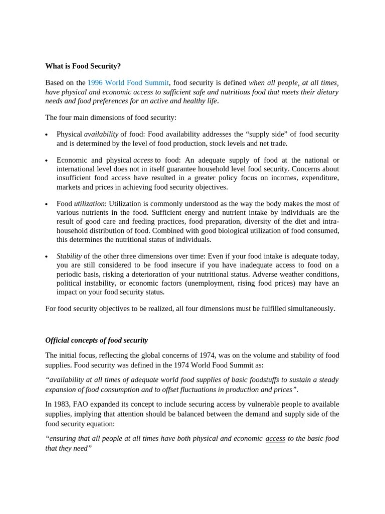 Food Security Pdf Food Security Economies
