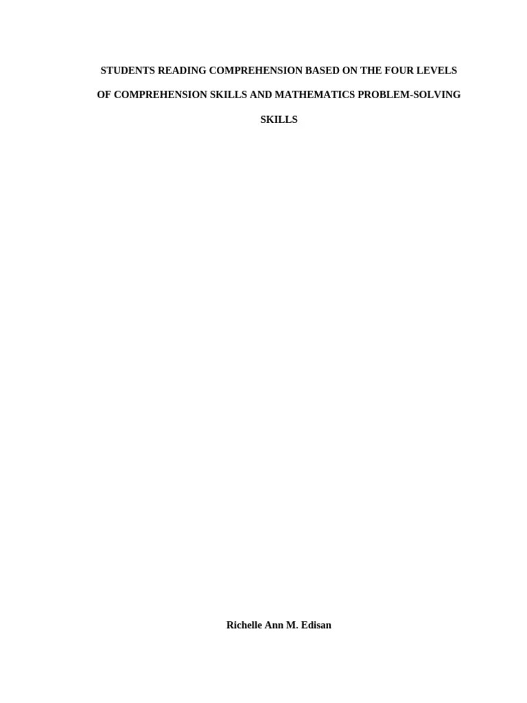 CHAPTER1-STUDENTS READING COMPREHENSION BASED ON THE FOUR LEVELS OF COMPREHENSION SKILLS AND ...