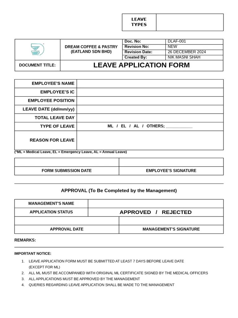 EMPLOYEE LEAVE FORM | PDF
