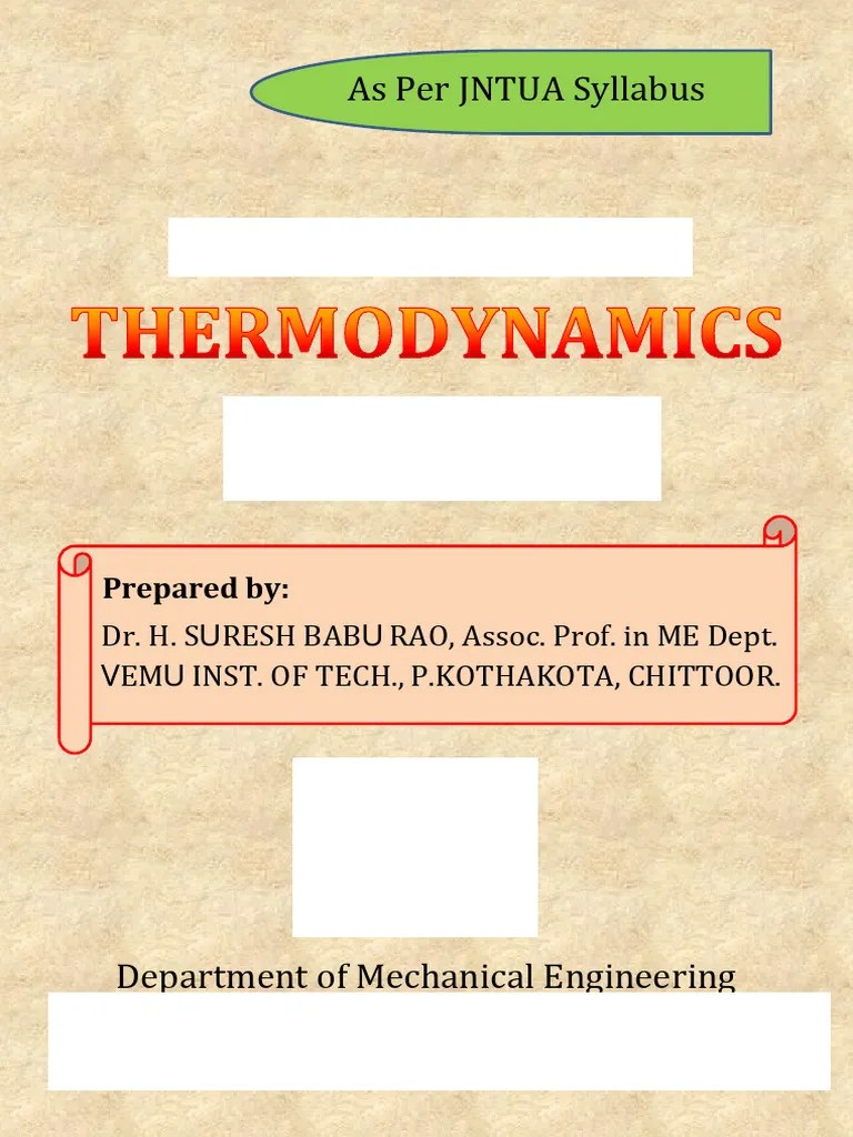 JNTUA Thermodynamics - PPT Notes - R20 | PDF | Heat | Thermodynamics