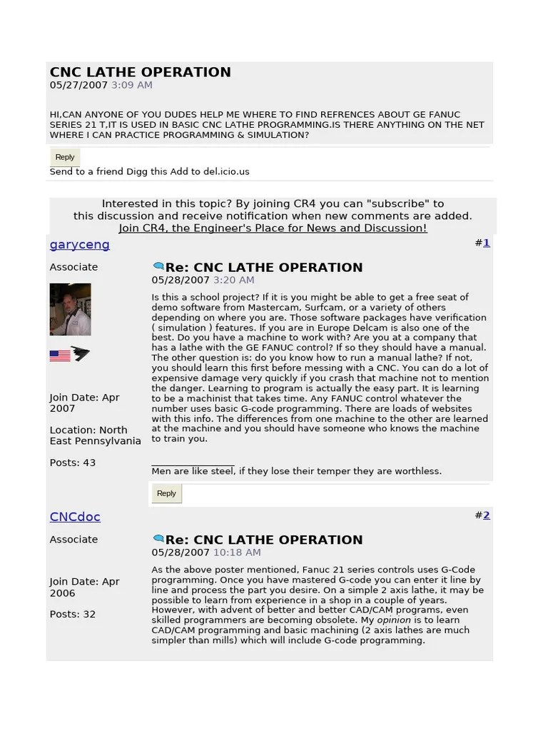 CNC LATHE OPERATION | PDF | Numerical Control | Production And ...