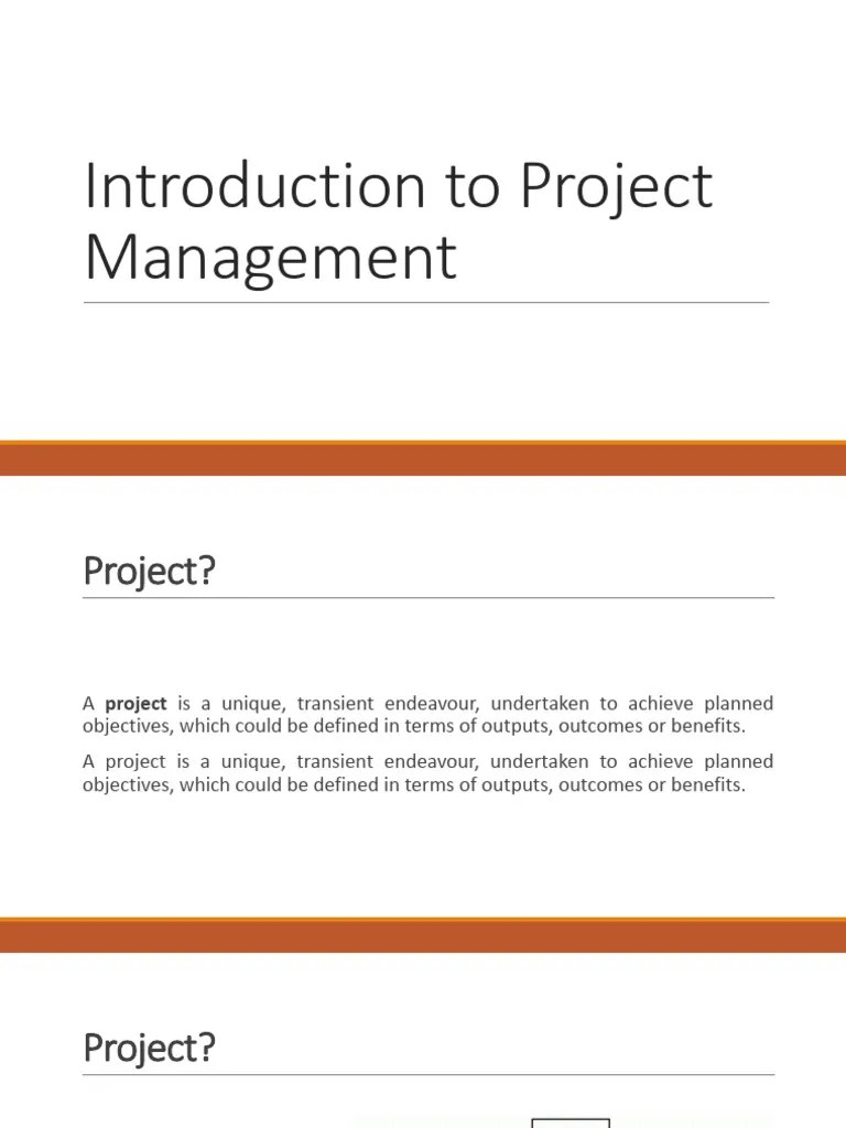 Lecture 1 - Introduction To Project Management | PDF | Project ...