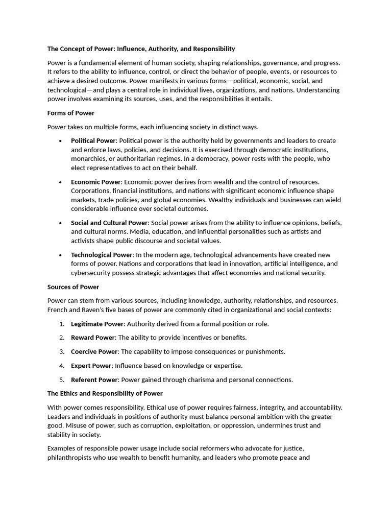 Power | PDF | Power (Social And Political) | Institution