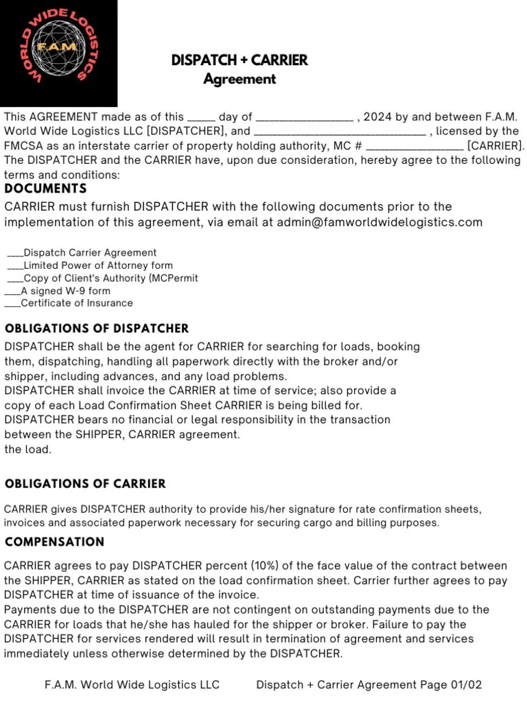 Dispatch + carrier agreement-2