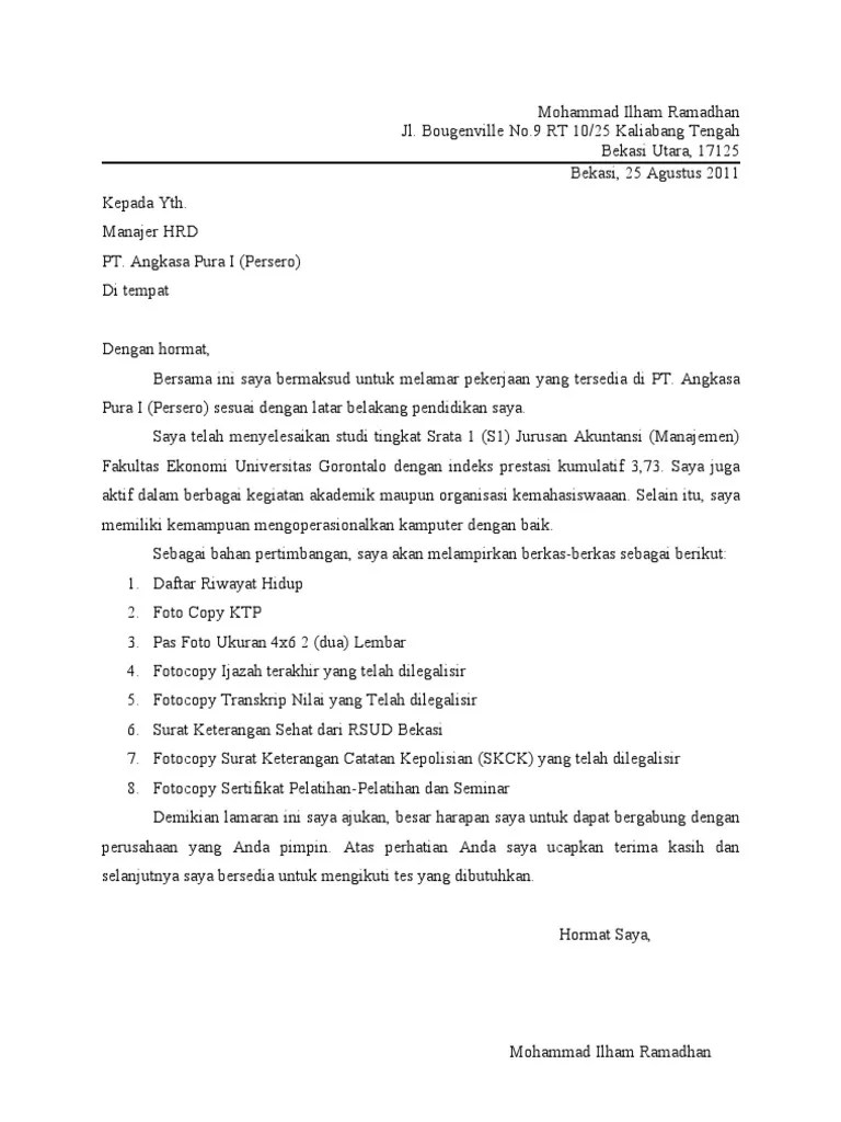 Rekrutmen pt gapura angkasa odp 2016 lowongan kerja . Surat Lamaran Kerja Angkasa Pura I Pdf