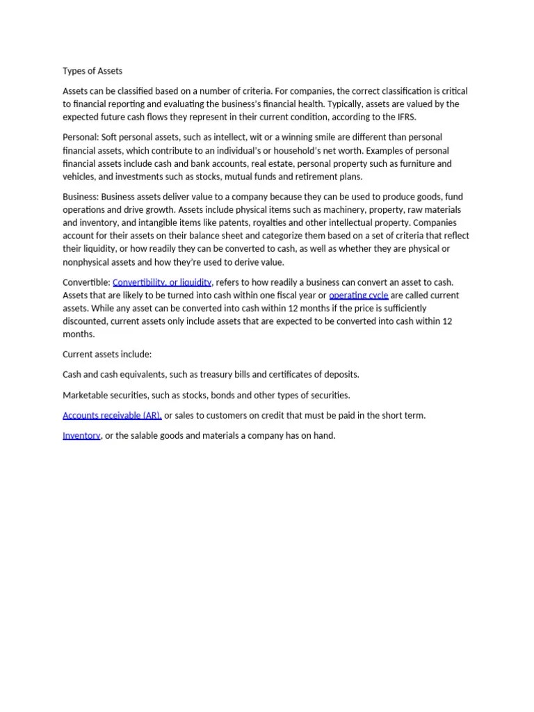 Types Of Assets | PDF