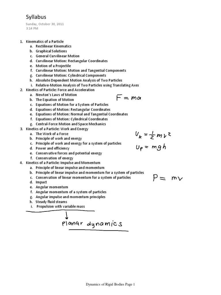 Dynamics Of Rigid Bodies | Kinematics | Equations Of Motion