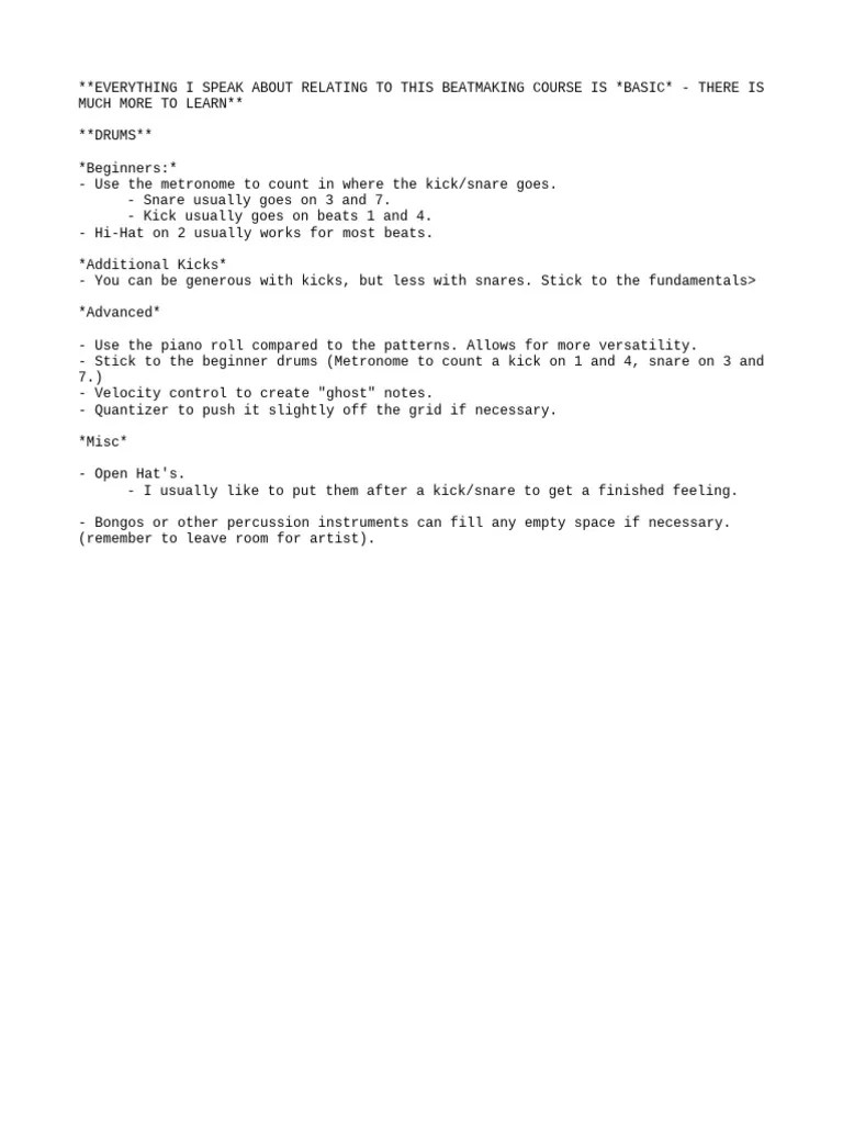 FL Studio Drum Pattern Help | PDF