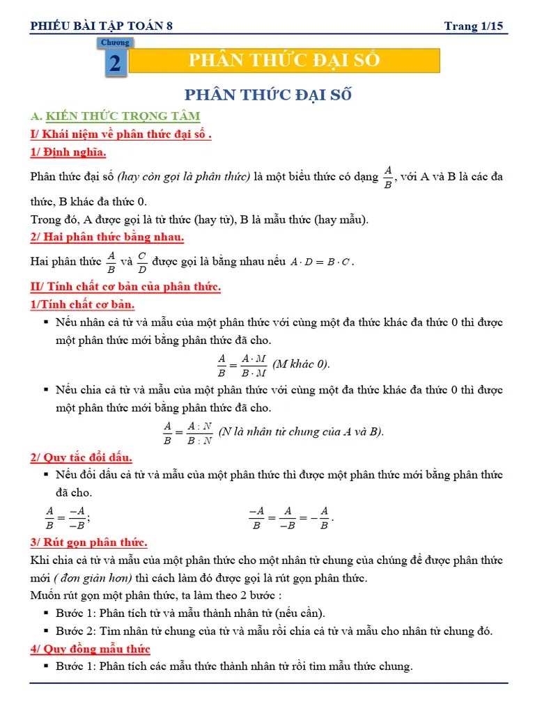 Phieu-bai-tap-toan-8-chu-de-phan-thuc-dai-so | PDF