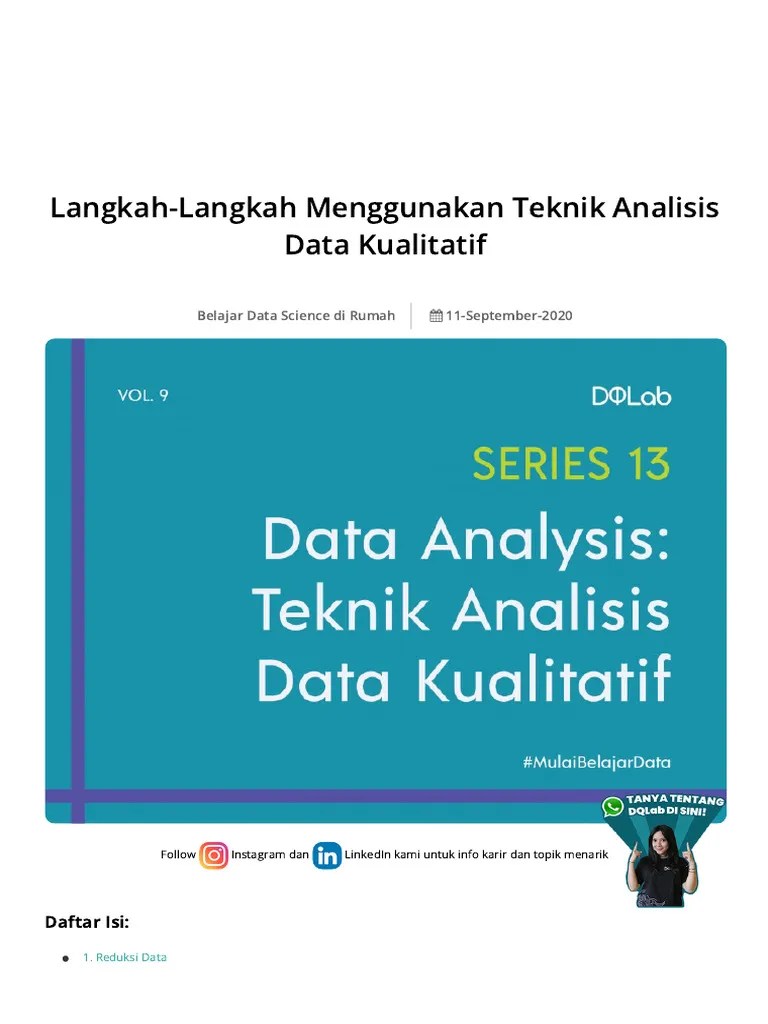 Langkah-Langkah Menggunakan Teknik Analisis Data Kualitatif | PDF