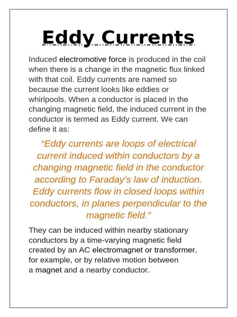 Eddy Currents | PDF | Electromagnetic Induction | Electric Current