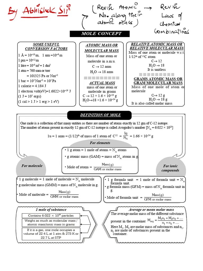 Mole Concept | PDF | Mole (Unit) | Stoichiometry
