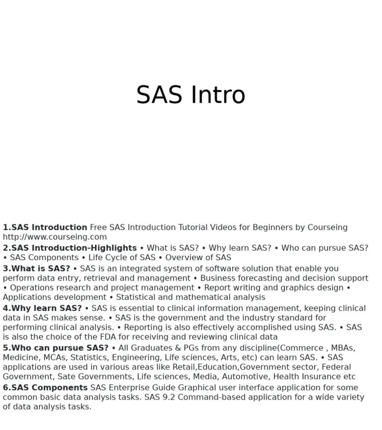 SAS Intro | PDF