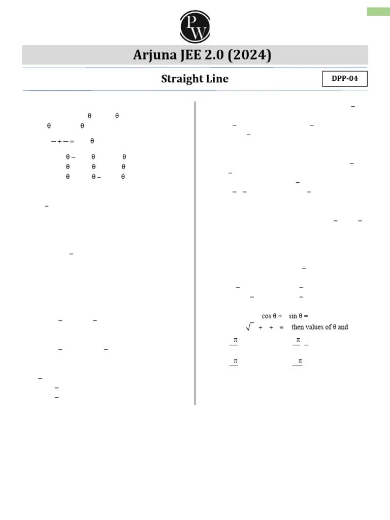 Straight Lines _ DPP 04 (of Lec 05) __ Arjuna JEE 2.0 2024 | PDF | Line ...