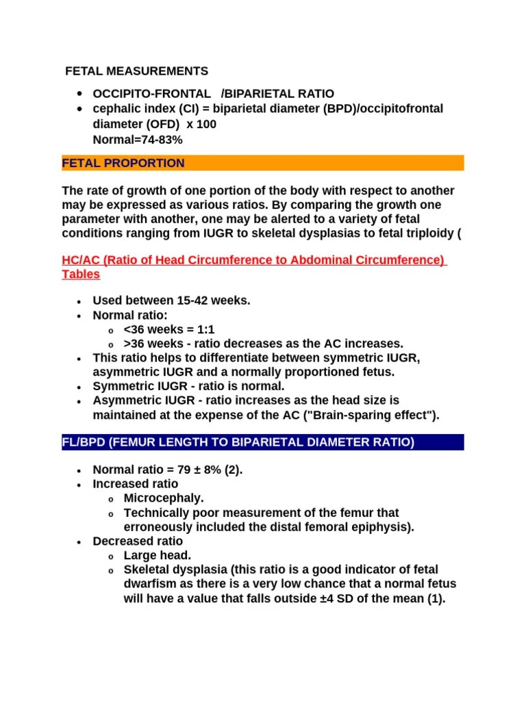 Fetal Measurements | PDF