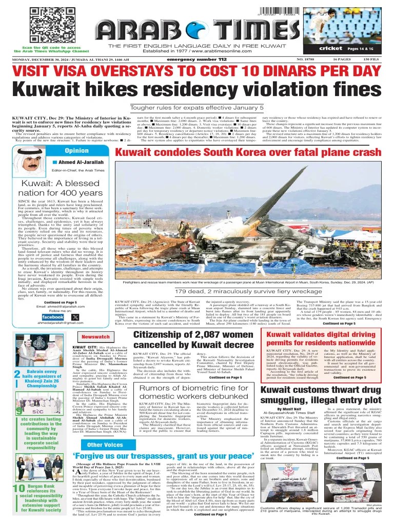 KUWAIT - Arab Times 30 Dec 2024 | PDF | Gulf Cooperation Council | Kuwait
