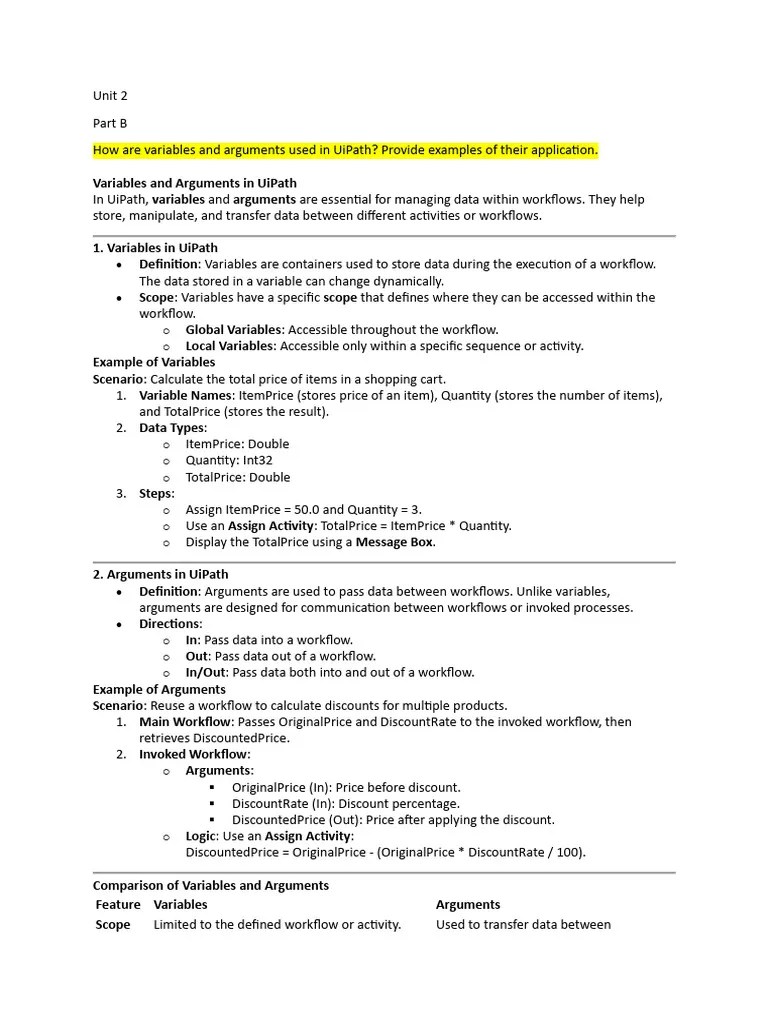 Unit 2 RPA | PDF | Variable (Computer Science) | Control Flow