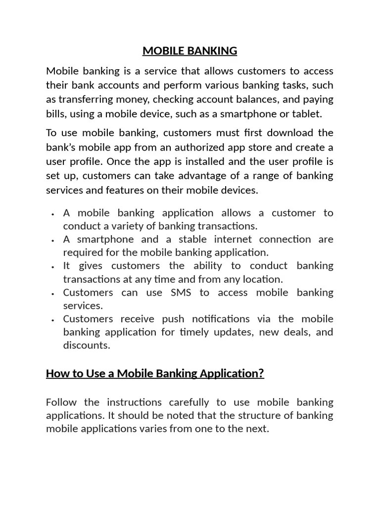 Mobile Banking | PDF | Mobile App | Banks