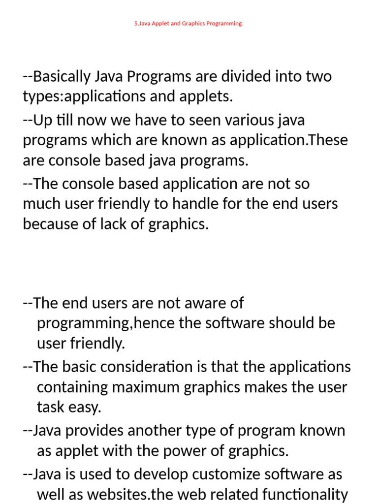 5.java Applets And Graphics Programming | PDF | Java (Programming ...