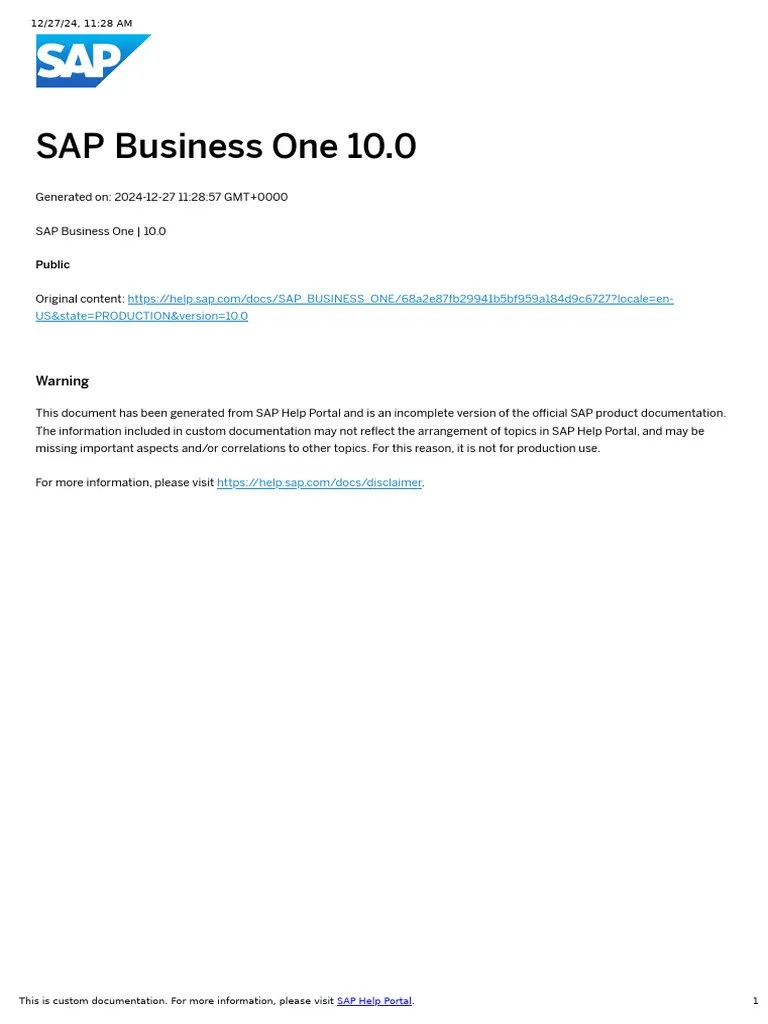 SAP BUSINESS ONE PDF 27.12.2024 | PDF | Computer File | Employment