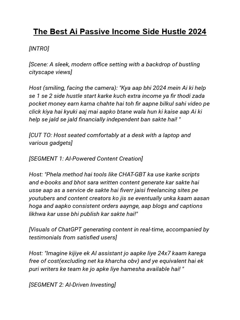 The Best Ai Passive Income Side Hustle 2024 | PDF