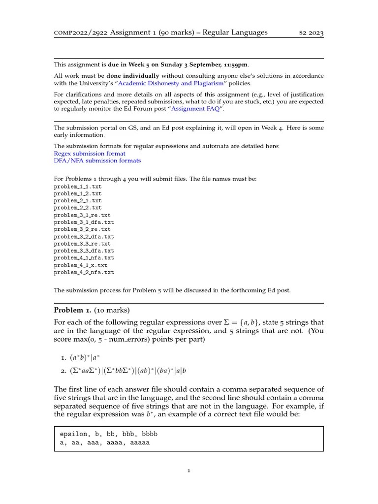 A1 Solutions | PDF | String (Computer Science) | Theoretical Computer Science