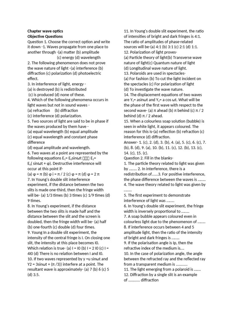 10 Wave Optics | PDF | Diffraction | Waves