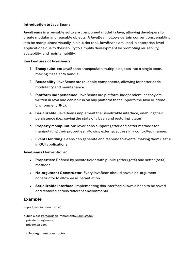 Javabeans | PDF | Class (Computer Programming) | Method (Computer ...