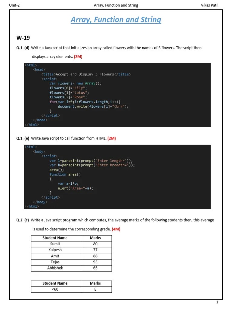 Client Side Scripting Unit-2 | PDF | Java Script | String (Computer ...