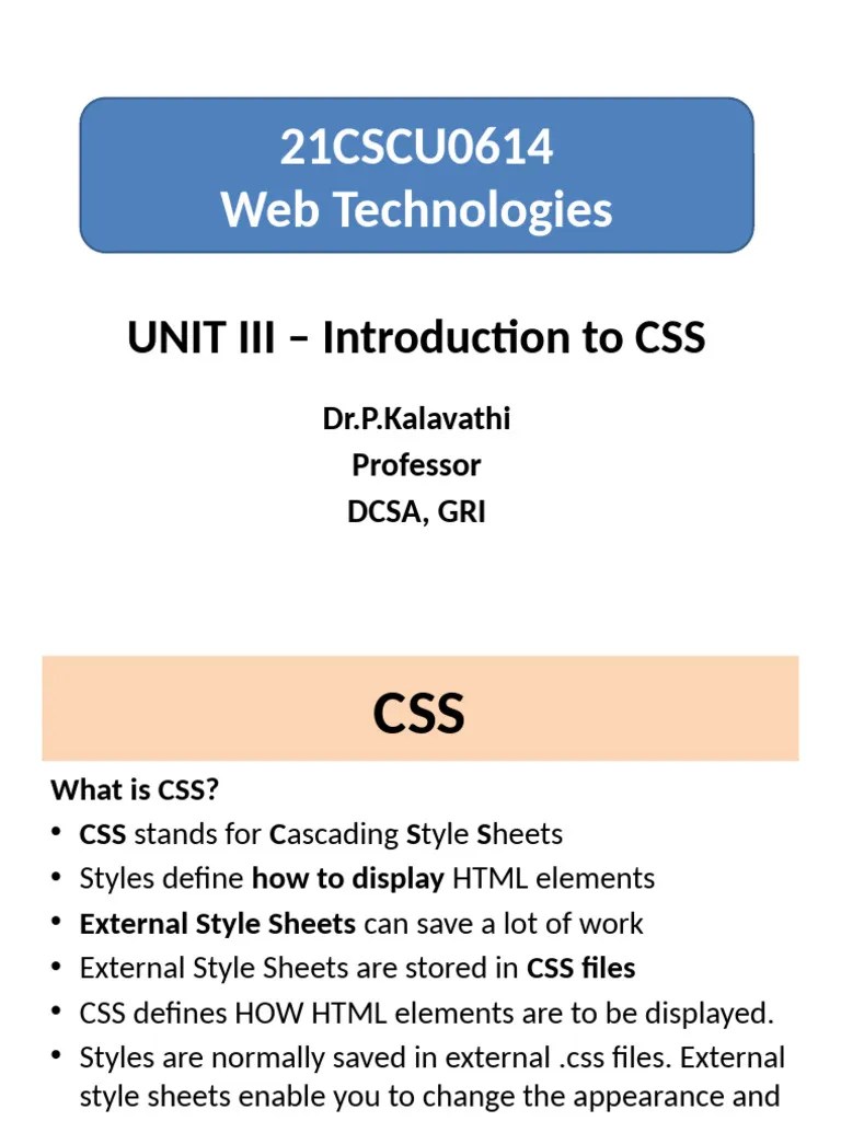 PK-WT-Unit - 03 - CSS | PDF | Html | Html Element