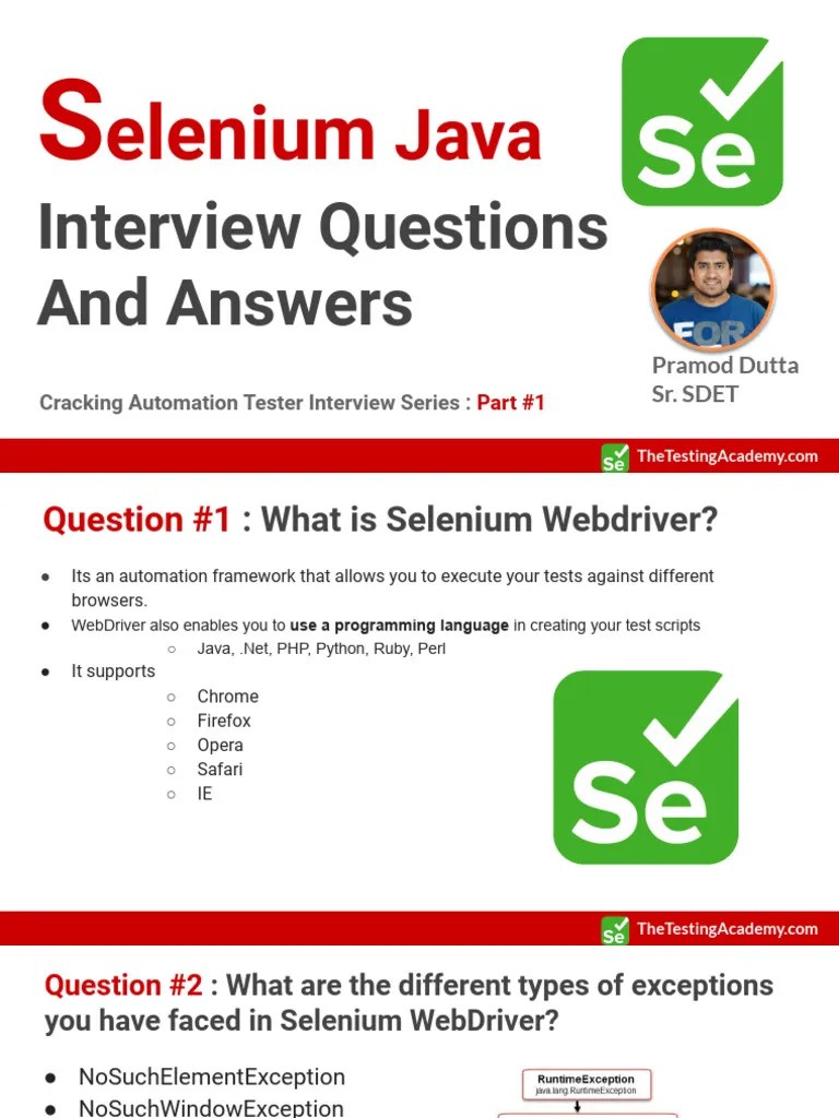 Selenium Java Interview Questions And Answers - Part 1 | PDF | Selenium ...