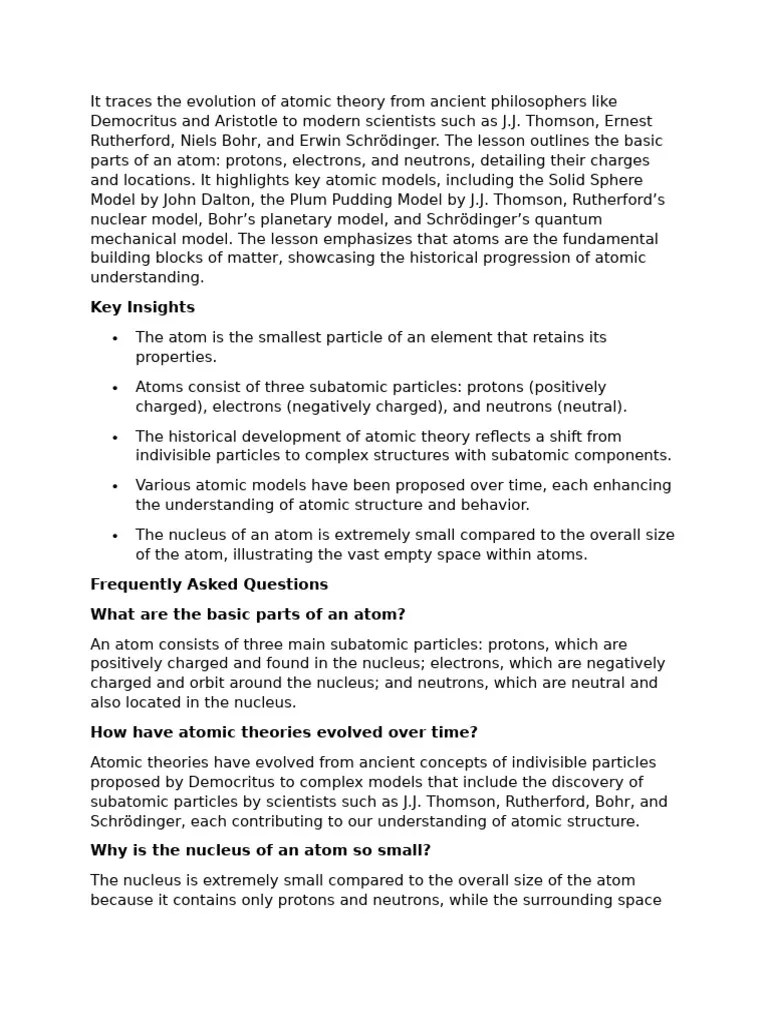 ATOMIC THEORY | PDF | Atoms | Atomic Nucleus
