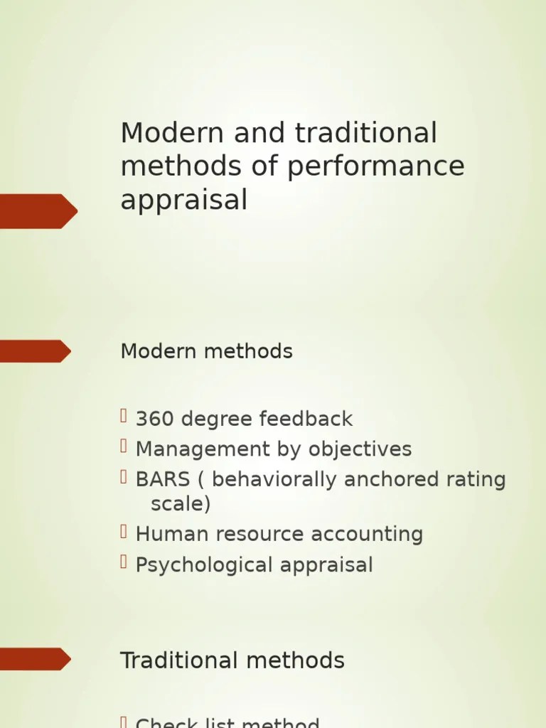 Modern And Traditional Methods Of Performance Appraisal | PDF ...