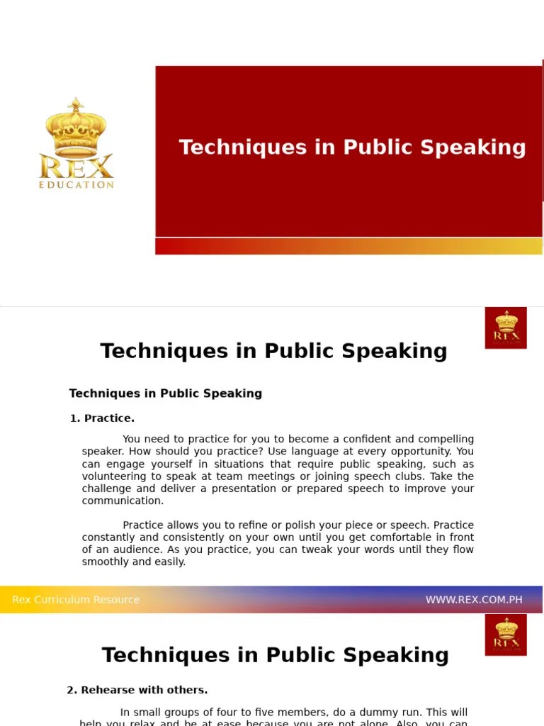 Techniques-in-Public-Speaking | PDF | Public Speaking | Cognition