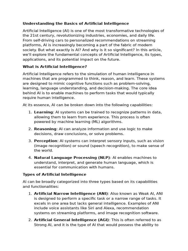 Understanding The Basics Of Artificial Intelligence | PDF | Artificial ...