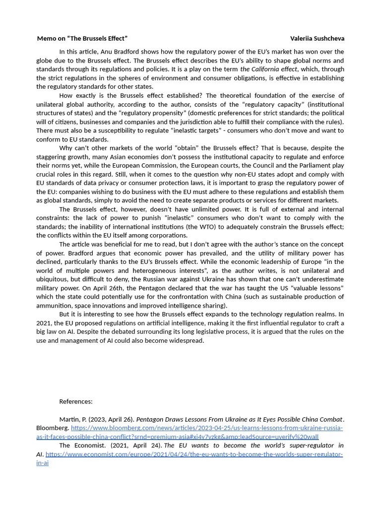 Brussels Effect | PDF | European Union | Economies