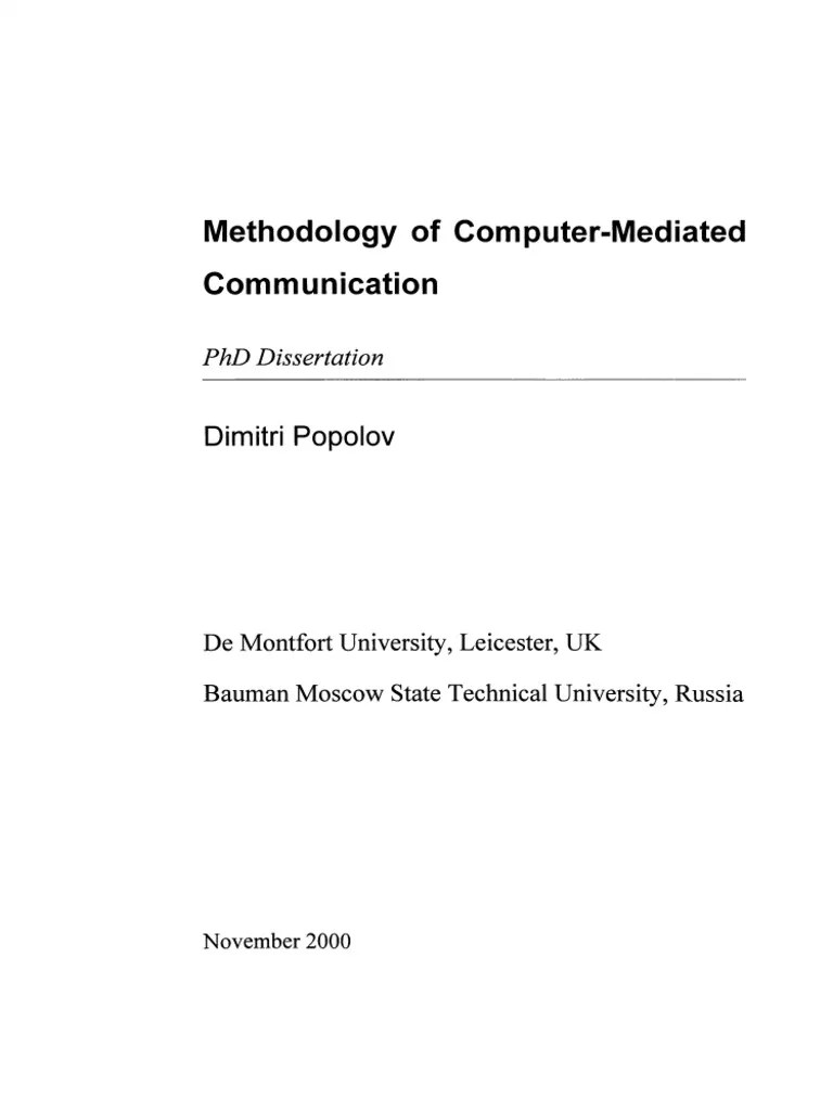 Methodology Of Computer-Mediated Communication | PDF | Theory ...