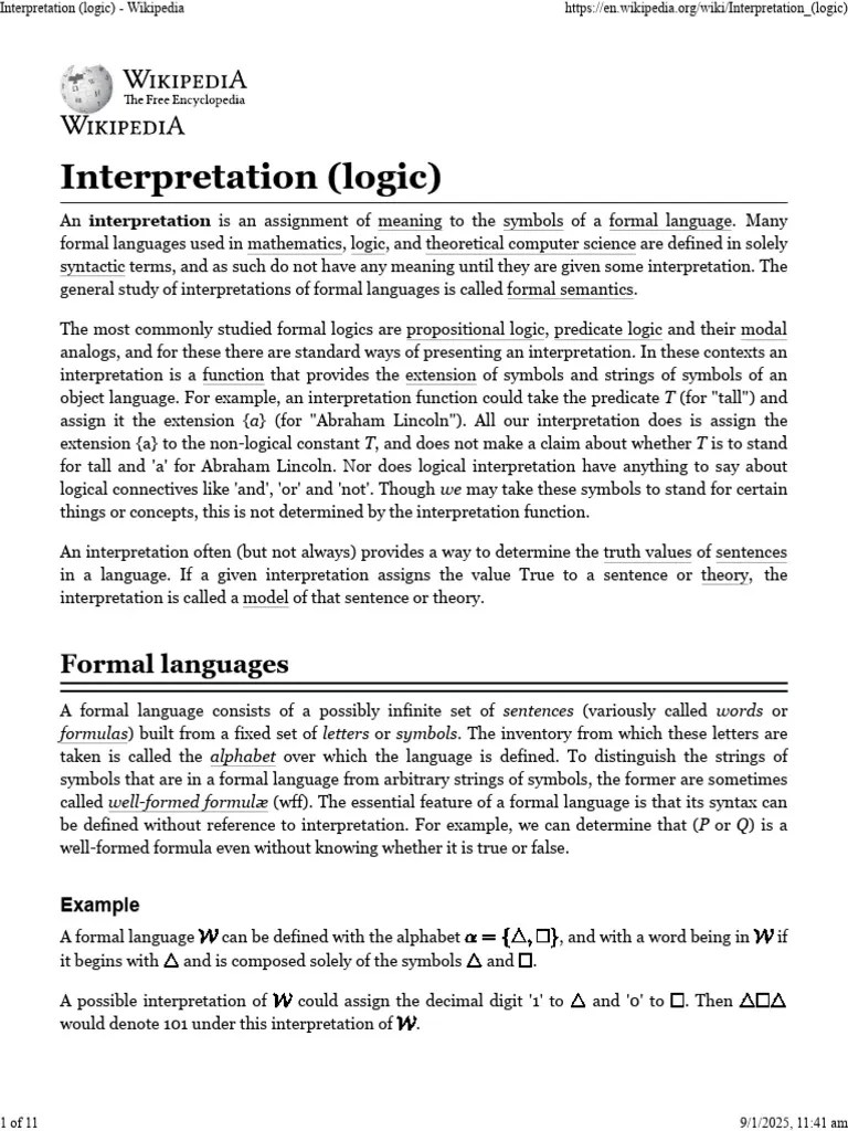 Interpretation (Logic) | PDF | Interpretation (Logic) | First Order Logic