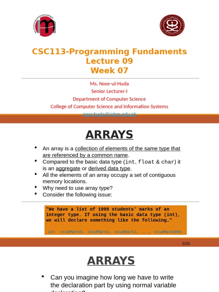 Lec 9 Programming Fundamentals | PDF | Data Type | Integer (Computer ...