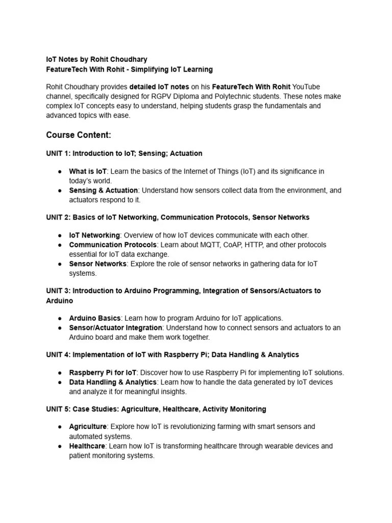 IoT Notes By Rohit Choudhary | PDF | Internet Of Things | Computer ...