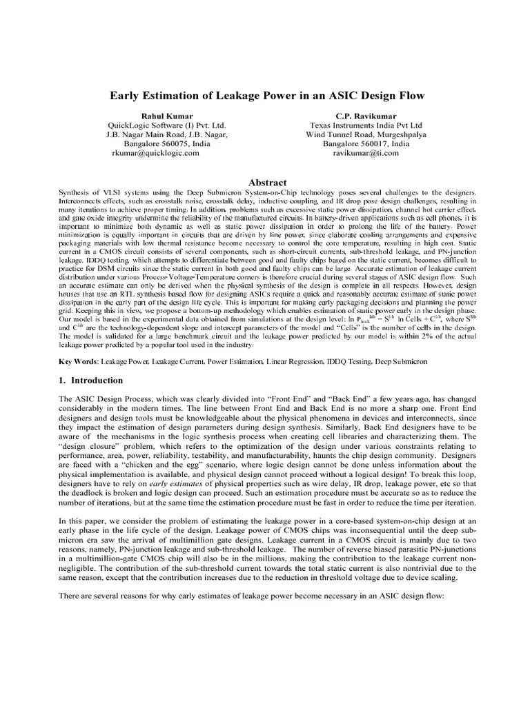 Early Estimation Of Power | PDF