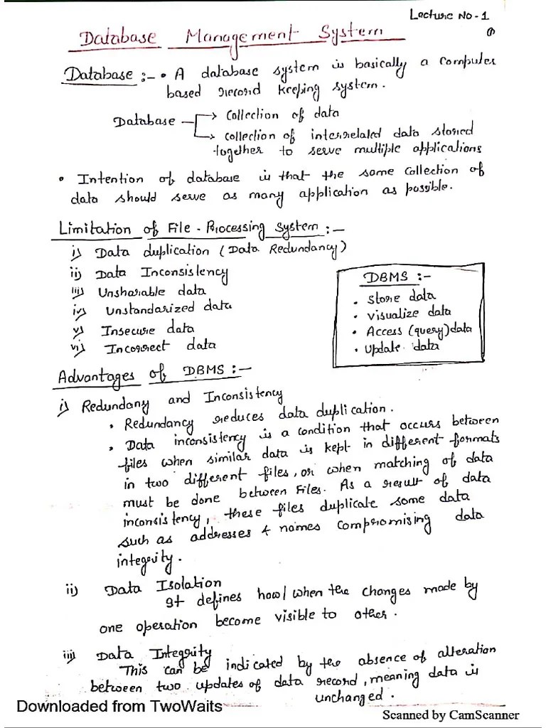 Unit-1 Notes DBMS | PDF