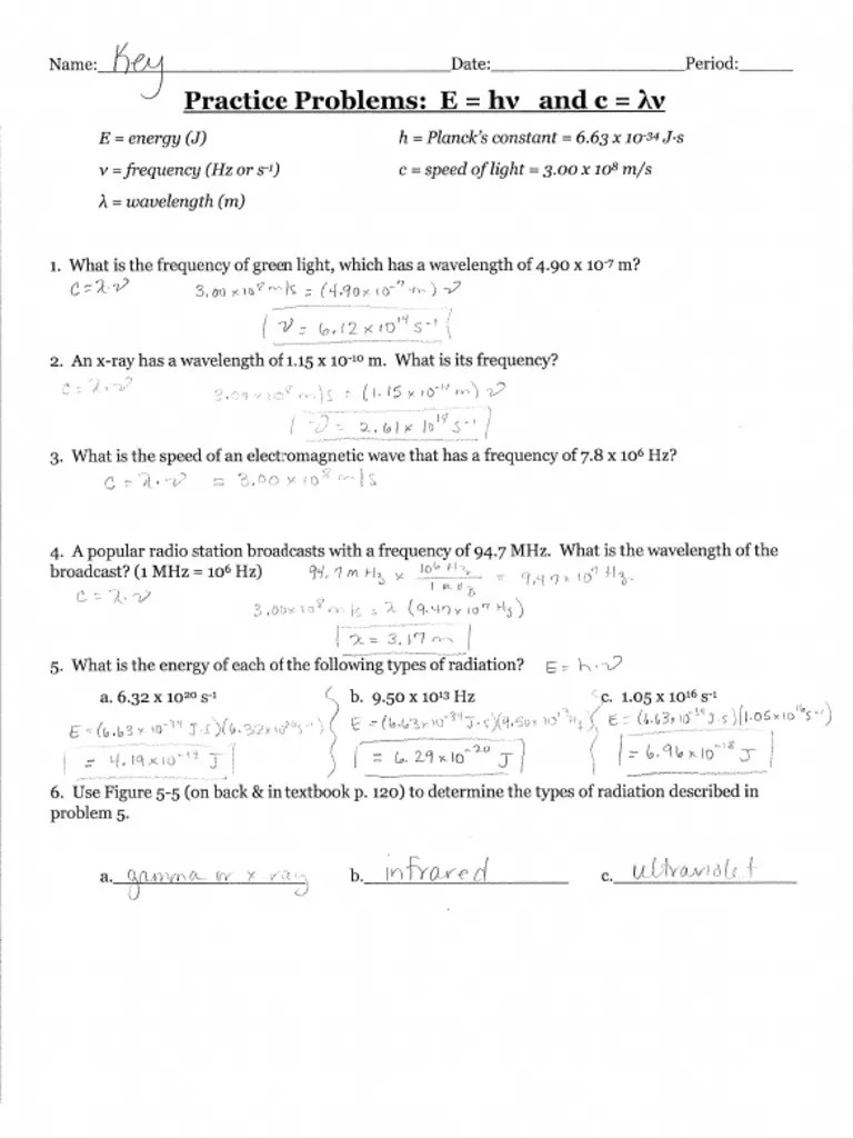 Practice+Problems+on+Electromagnetic+Spectrum+KEY | PDF